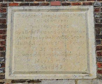 Plaque on the west tower March 2014
